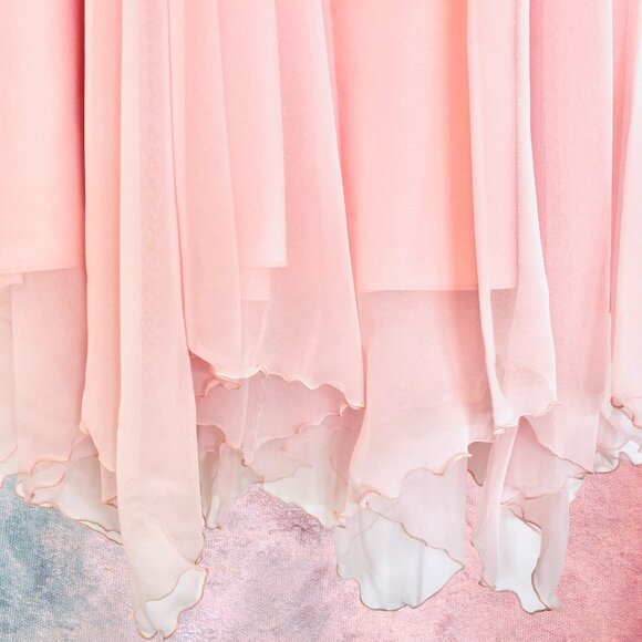 Sleeveless Calf-Length Handkerchief Style Dress in Pink/Mauve Taffeta, Size 0/2 - Picture 3 of 3